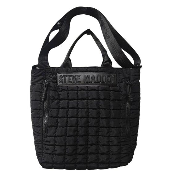 Steve Madden Quilted Convertible Backpack to Tote Bag- Black main image 8